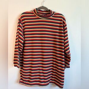 Vintage Basic Editions Multicolor Striped Mock Neck Shirt
